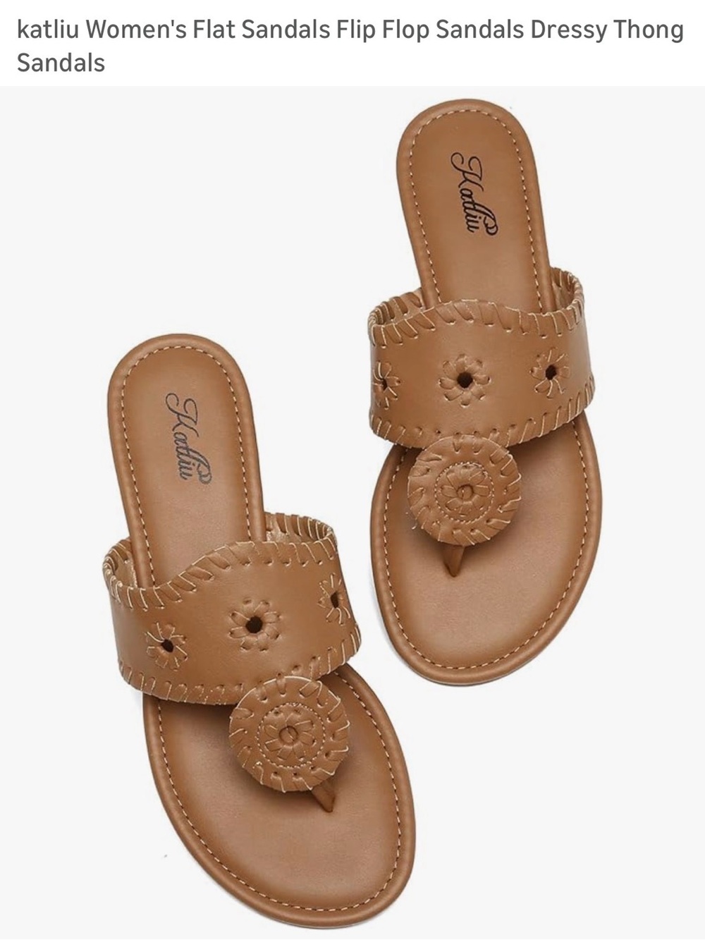 Women's Tan Leather Thong Sandals